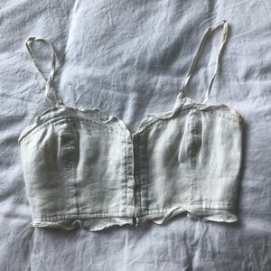 White linen crop top
